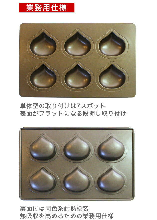型離れ抜群!スーパーシリコン加工 基本のお菓子型シリーズ第六弾 栗(マロン)天板 6P ケーキ型 手作り