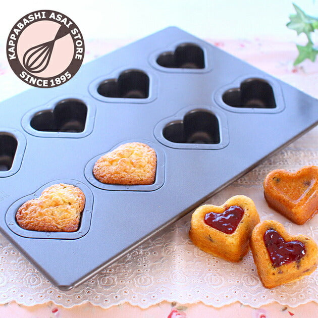 【型離れ抜群!スーパーシリコン加工 基本のお菓子型シリーズ第七弾】ダブルハート天板8P 日本製 ケーキ型 手作り