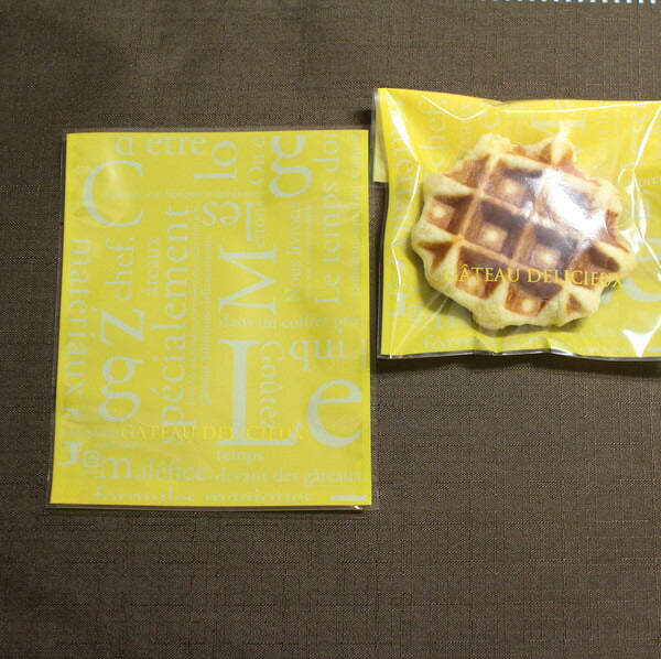 カマスGT No.3 洋柄イエロー 100枚入 ケーキ ラッピング お菓子 袋 手作り