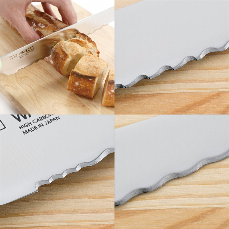 貝印パン切り包丁・パン切りナイフ WAVE CUT(ウェーブカット) 210mm<br>日本製<br>