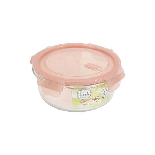 【メーカー希望小売価格1,100円より50％OFF】耐熱ガラス 保存容器 ディッシュプラス バルブ付 丸型620ml 食洗機・乾燥機OK 冷凍保存OK  パール金属
