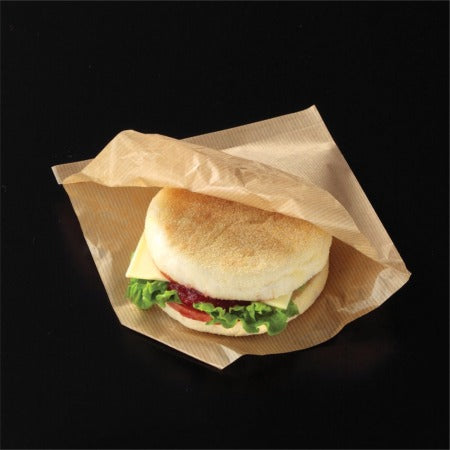 【バーガー・シュークリーム袋】茶筋ラミバーガー袋　無地　150角　100枚　8965