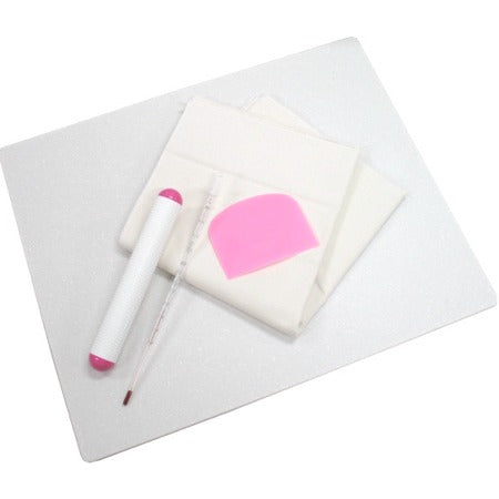 NEWパン作り便利セット　ピンク 製パン道具セット/のし台(ペストリーボード)/めん棒/パンマット/ドレッジ/温度計